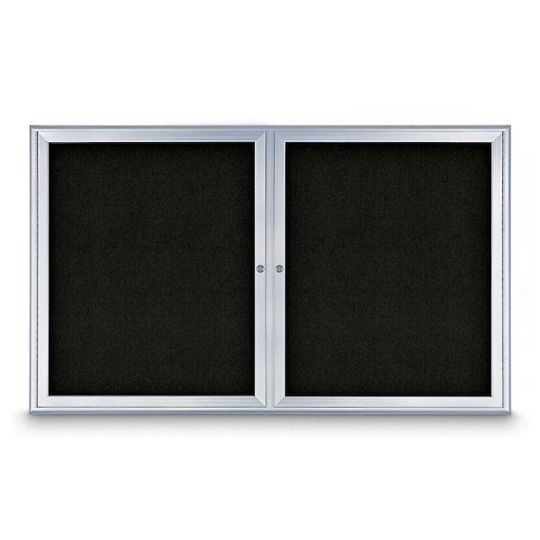 United Visual Products Sliding Door Indoor Enclosed Corkboard, 9, UV9030ACS-BLACK-DBURGU UV9030ACS-BLACK-DBURGU - main